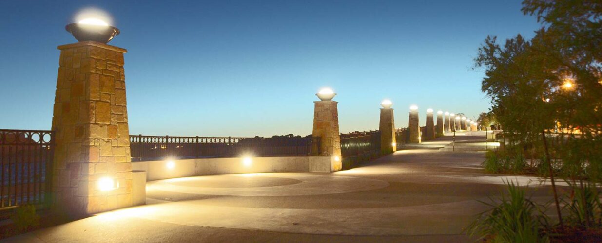 White Rock Lake lighted trail at dusk